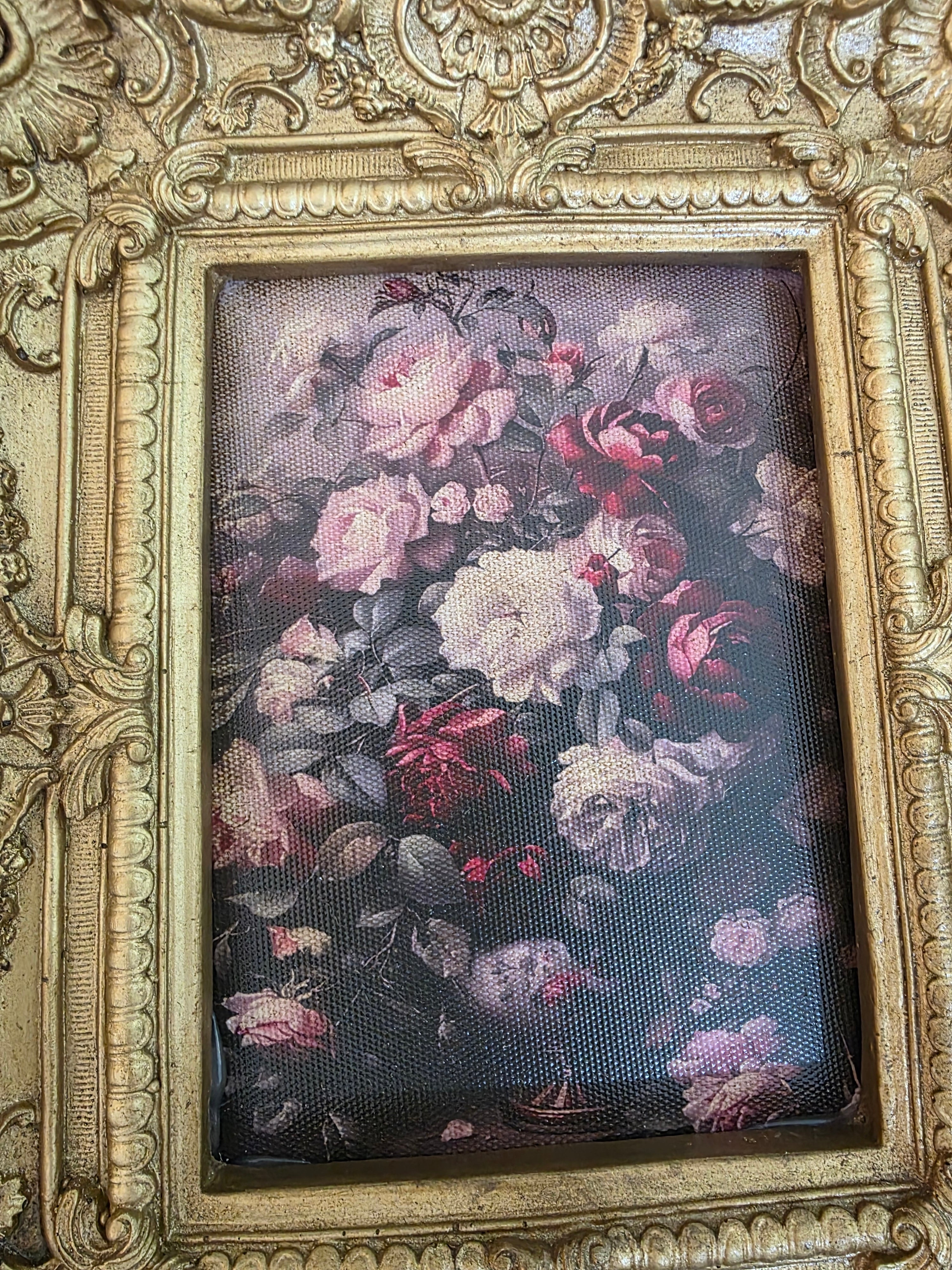 Antique Floral Artwork Frame – Gold Rococo Elegance