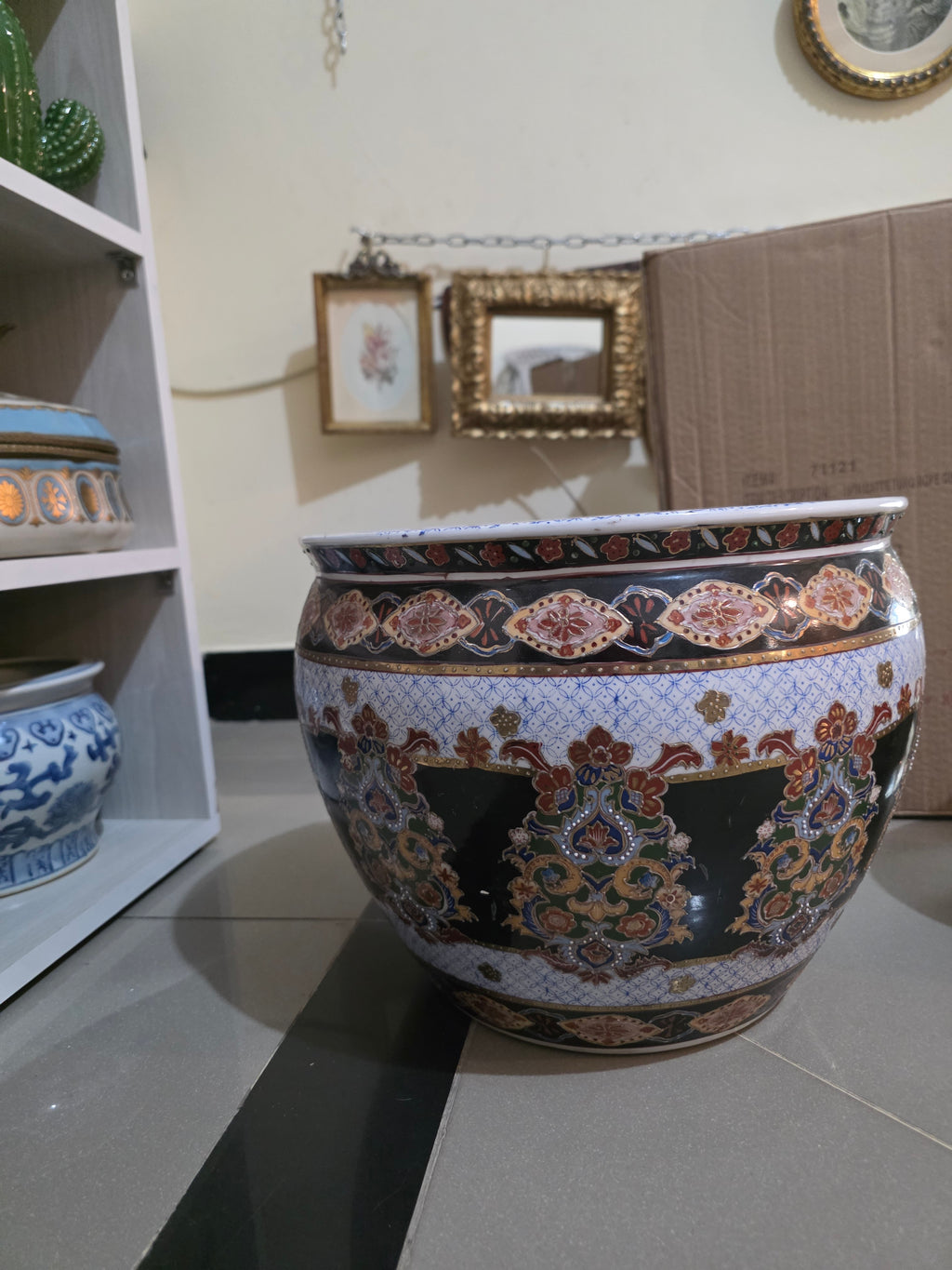 Vintage Satsuma Goldfish Porcelain Planter