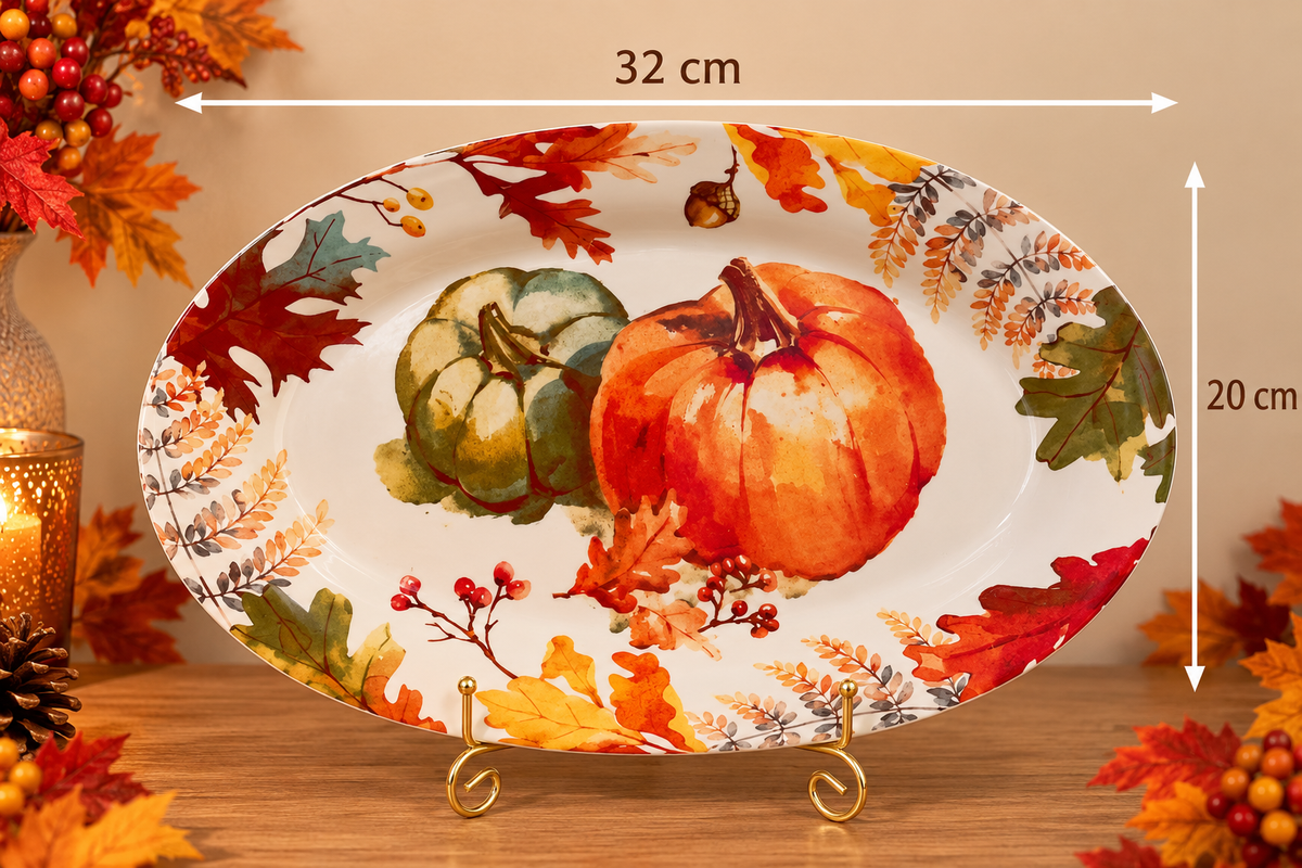 Autumn Harvest Pumpkin & Foliage Serving Platter