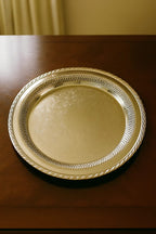 Vintage Oneida USA Silver-Tone Round Tray — Ornate Serving Dish