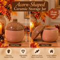 Acorn-Shaped Ceramic Storage Jar with Textured Lid – 12 cm