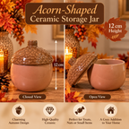 Acorn-Shaped Ceramic Storage Jar with Textured Lid – 12 cm