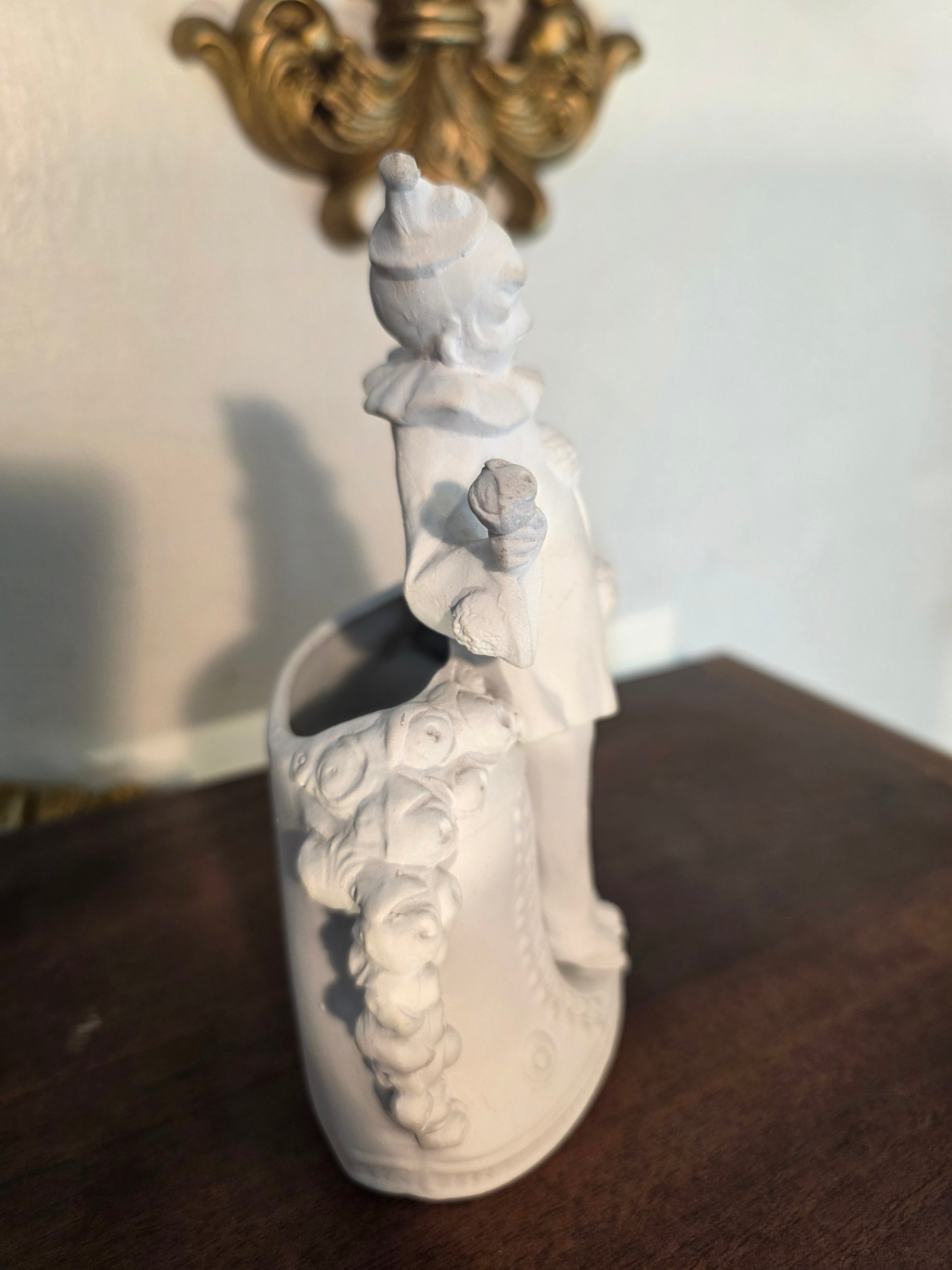 Antique German bisque numbered Romantic Pierrot clown