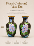 Floral Cloisonné Vase Duo