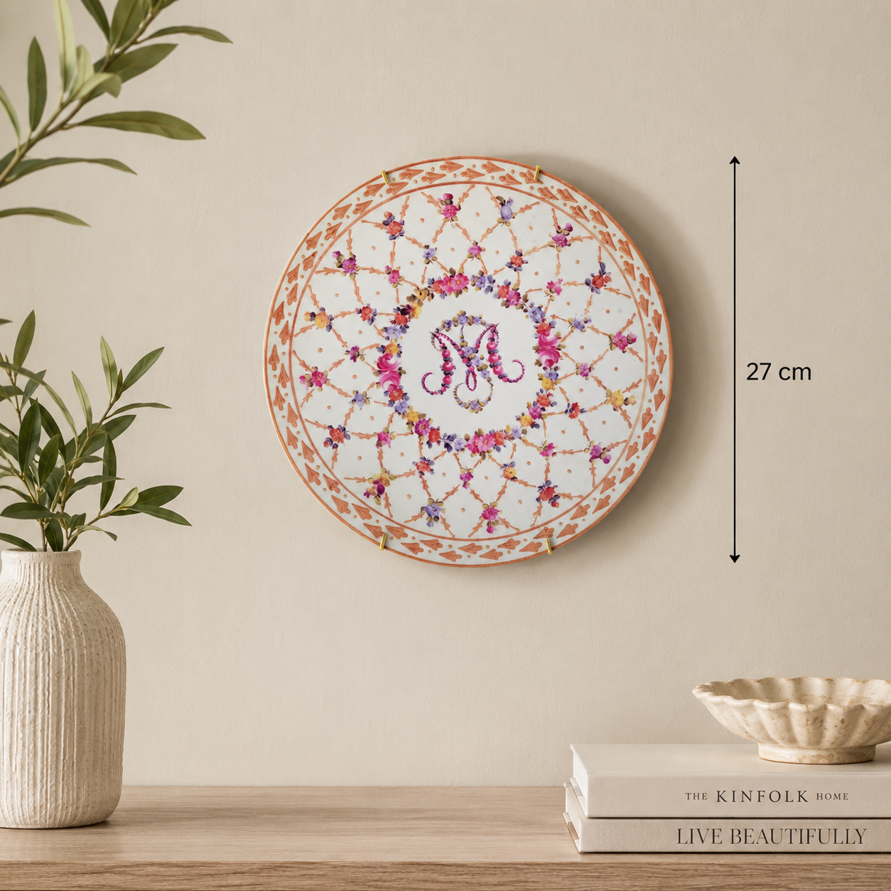 Château Paris Floral Monogram Wall Plate