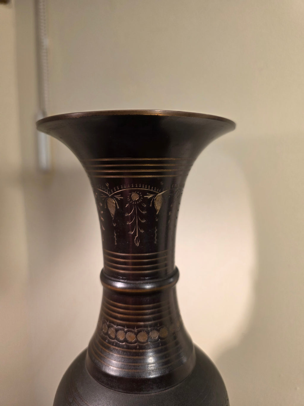 Hand-Engraved Antique Copper Vase