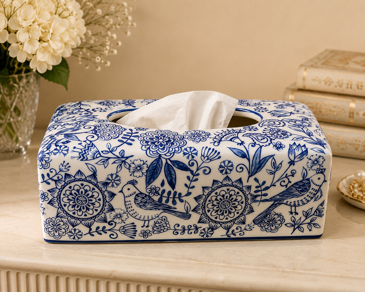 Bleu Blanc Tissue Box Cover