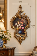 Vintage Floral Oil Painting in Ornate Carved Wooden Frame