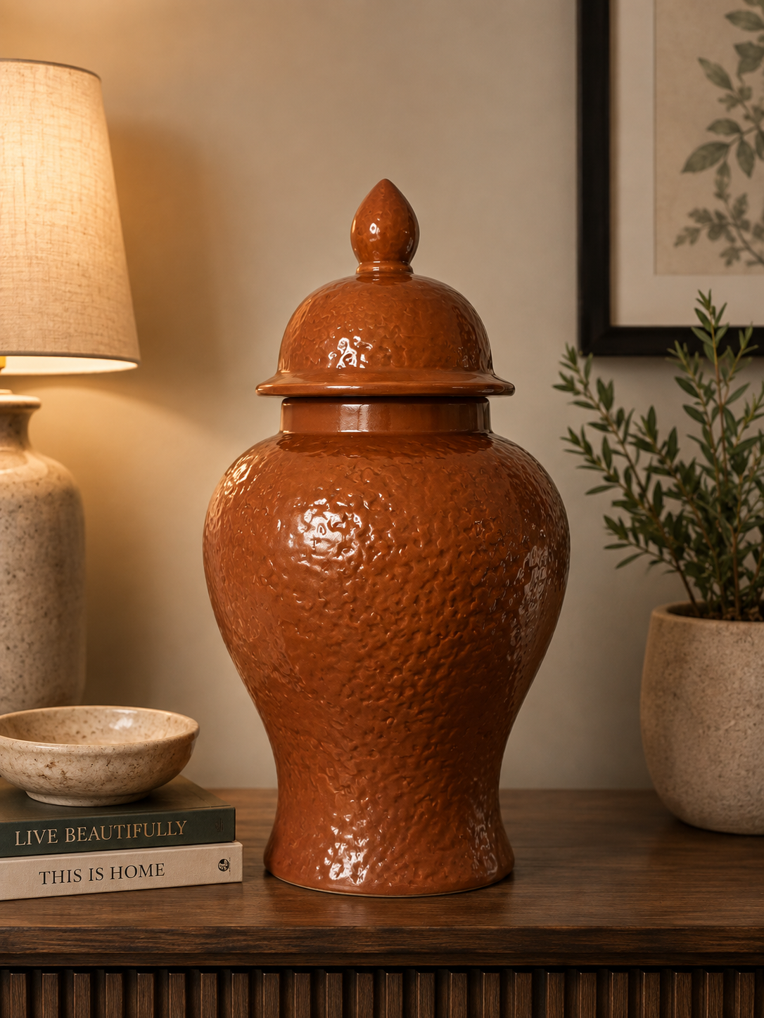 Textured Terracotta Ginger Jar