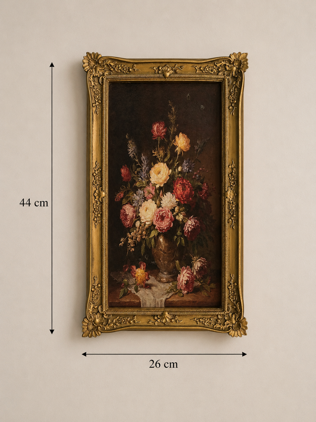 Vintage Floral Wall Art in Ornate Resin Frame