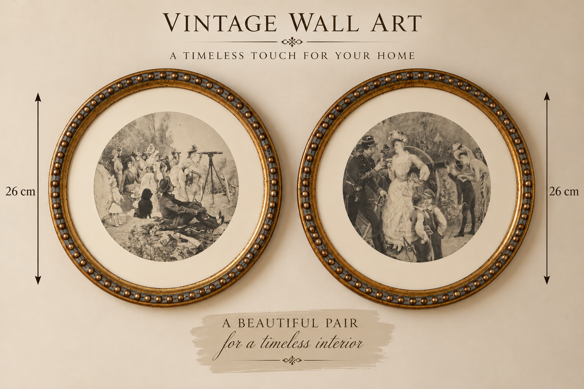 Vintage Round Gold - Wooden Framed Classical Prints – Timeless Elegance - G3