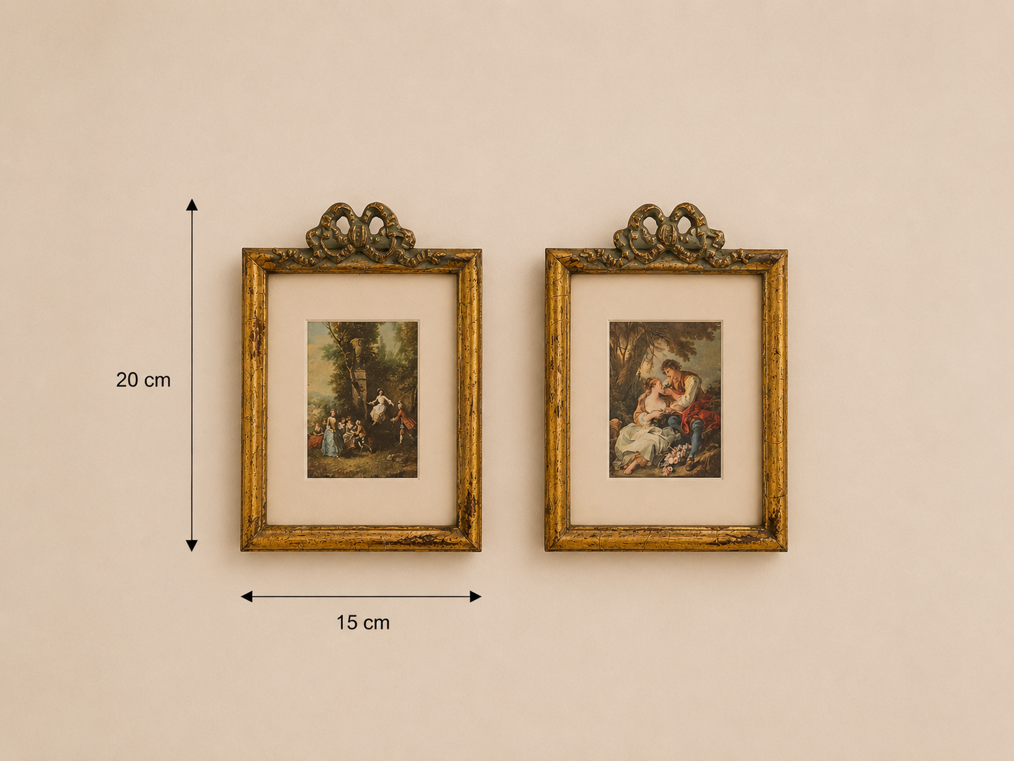 Mini Antique Style Romantic Wall Art Duo