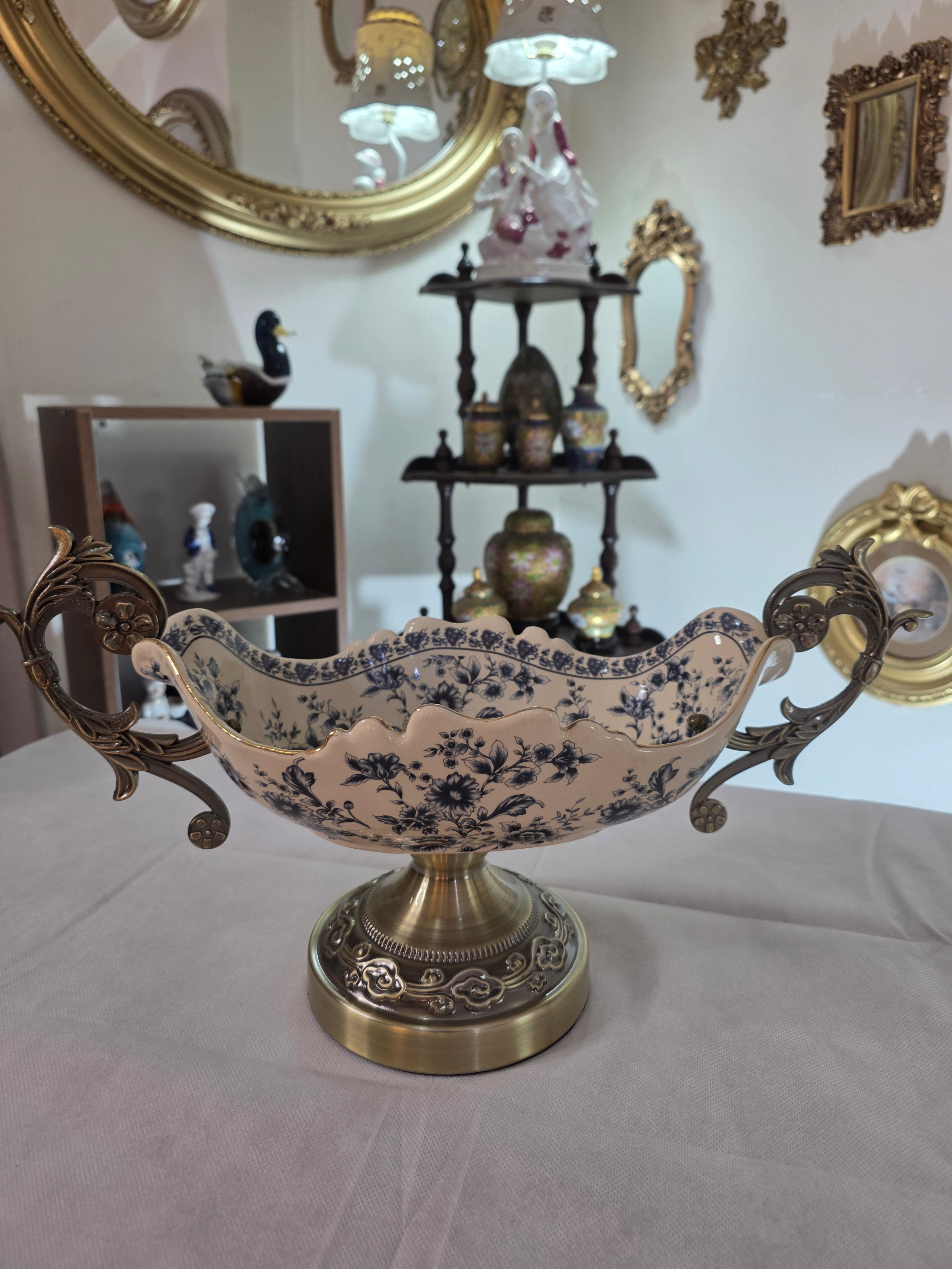 Bleu Blanc Grand Pedestal Bowl