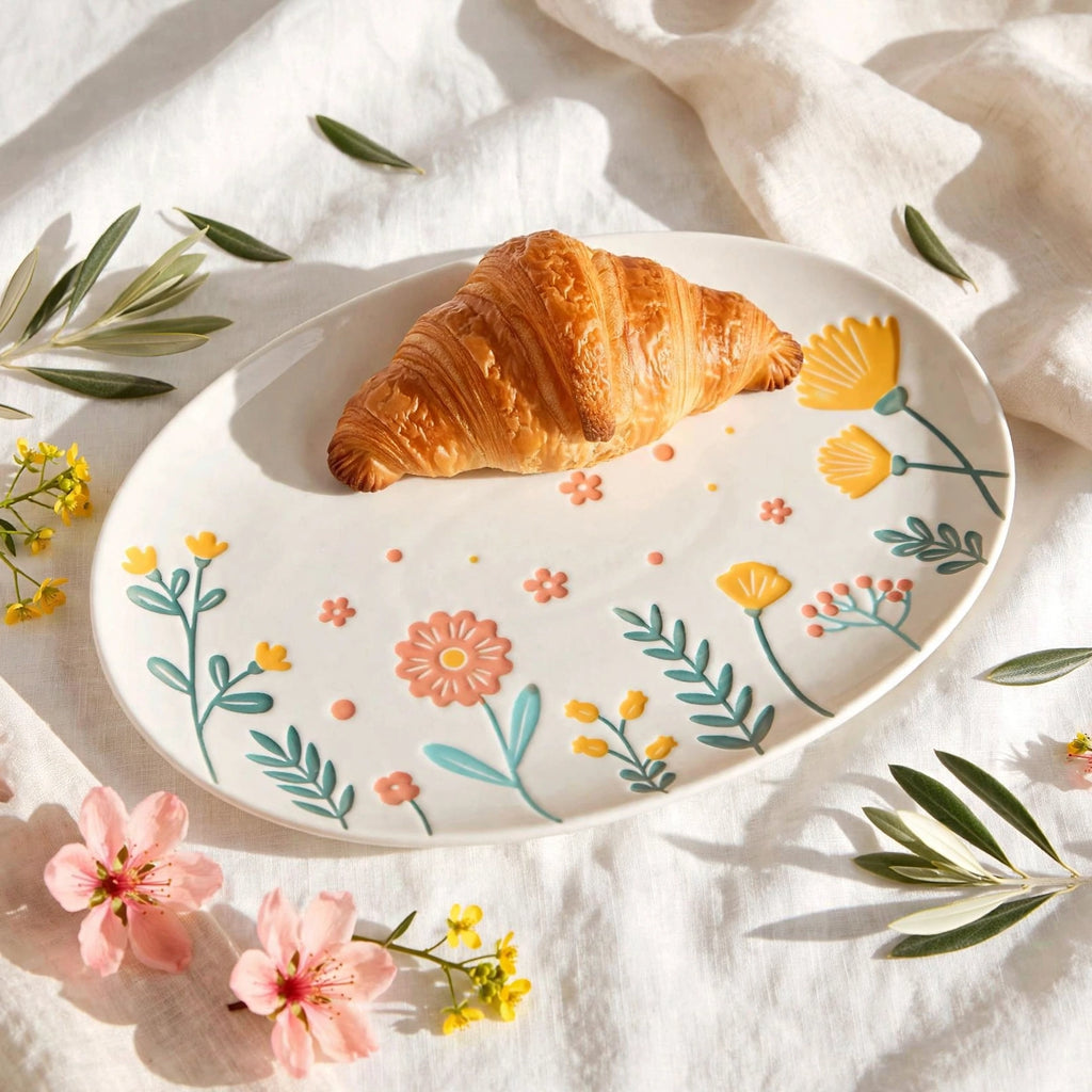 Imported Ceramic Oval Floral Tray 🌷-Home Center UAE
