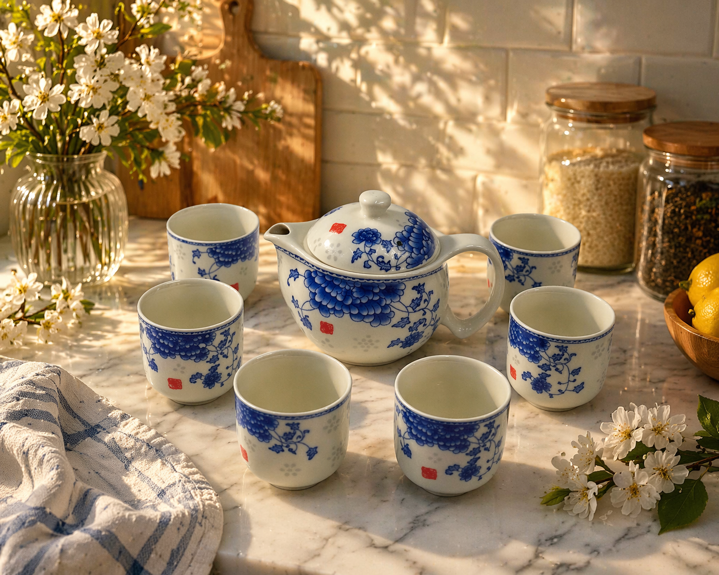 Bleu Blanc Porcelain Tea Set