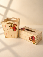 Vintage Floral Decoupage Wooden Set