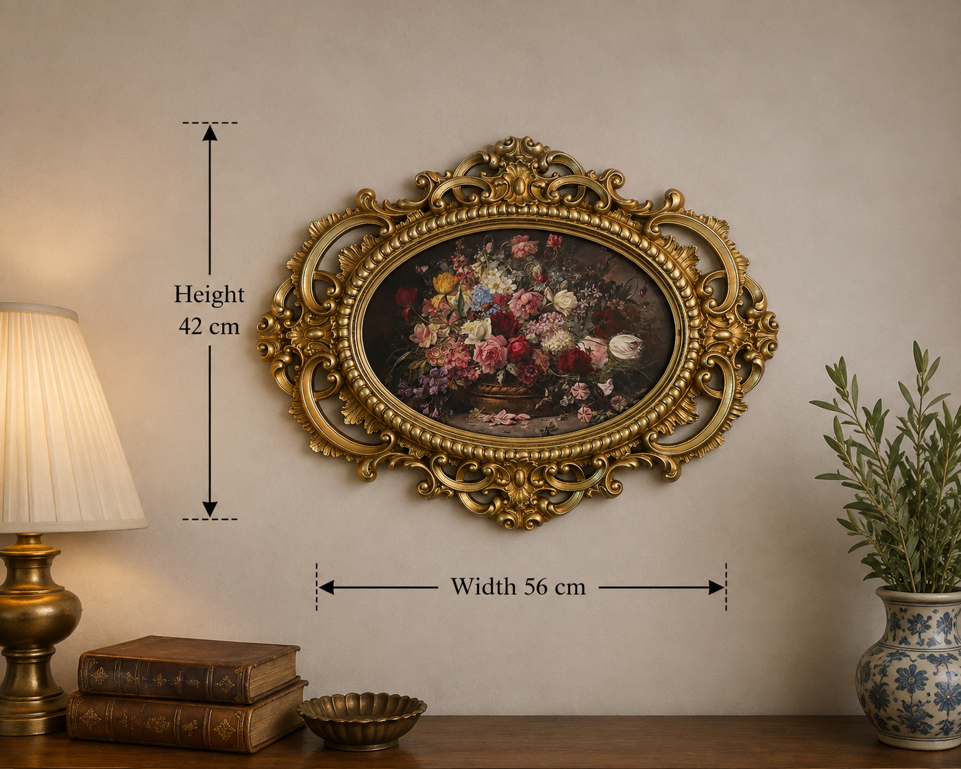 Ornate Resin Frame Floral Canvas Wall Art