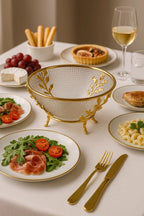 Textured Glass Serving Bowl with Copper Vine Stand — For elegant Serving
