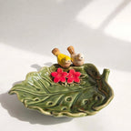 Ceramic Leaf & Lovebirds Decorative Dish