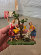 Vintage Made in Italy 749 Unbreakable Plastic Washerwomen with Tree Sculpture