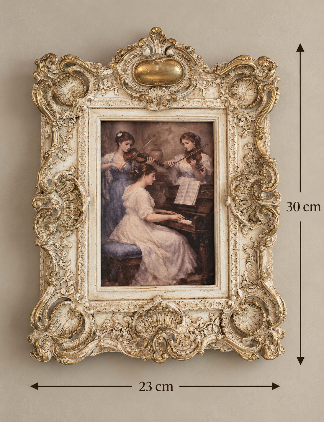 Romantic Musical Trio Ivory Wall Art – Ornate Rococo Frame