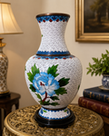 Elegant Old Cloisonné Floral Statement Vase
