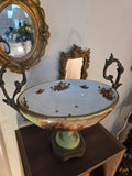 Antique Sèvres Pedestal Centerpiece Bowl with Bronze Handles