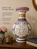 Multicolor Ajour Porcelain Statement Vase