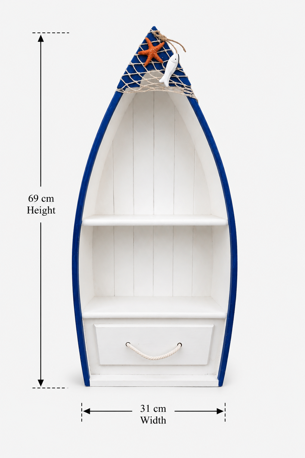 Boat-Shaped Coastal Display Shelf