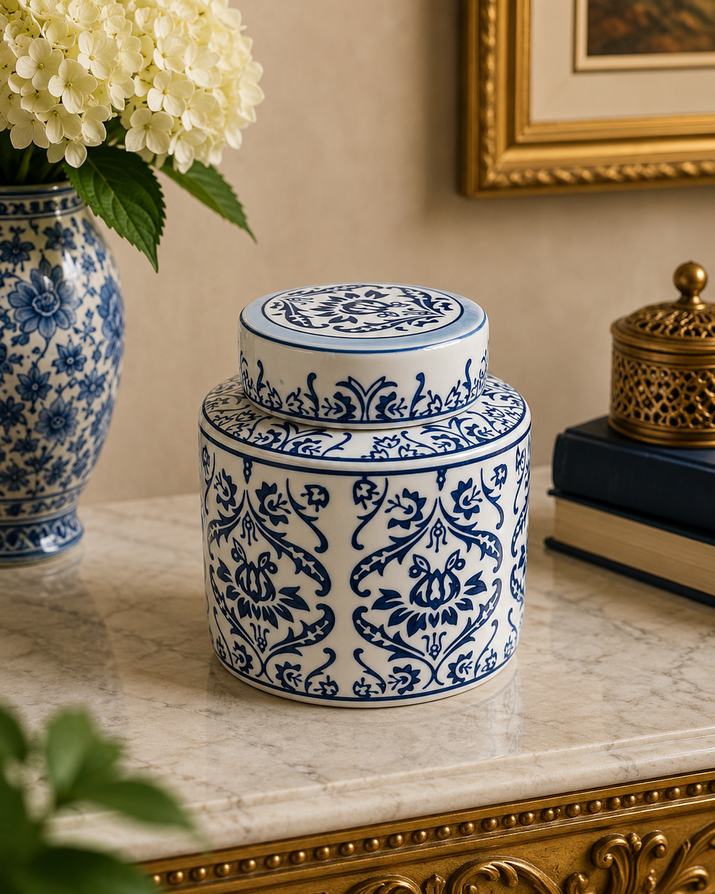 Bleu Blanc Decorative Jar