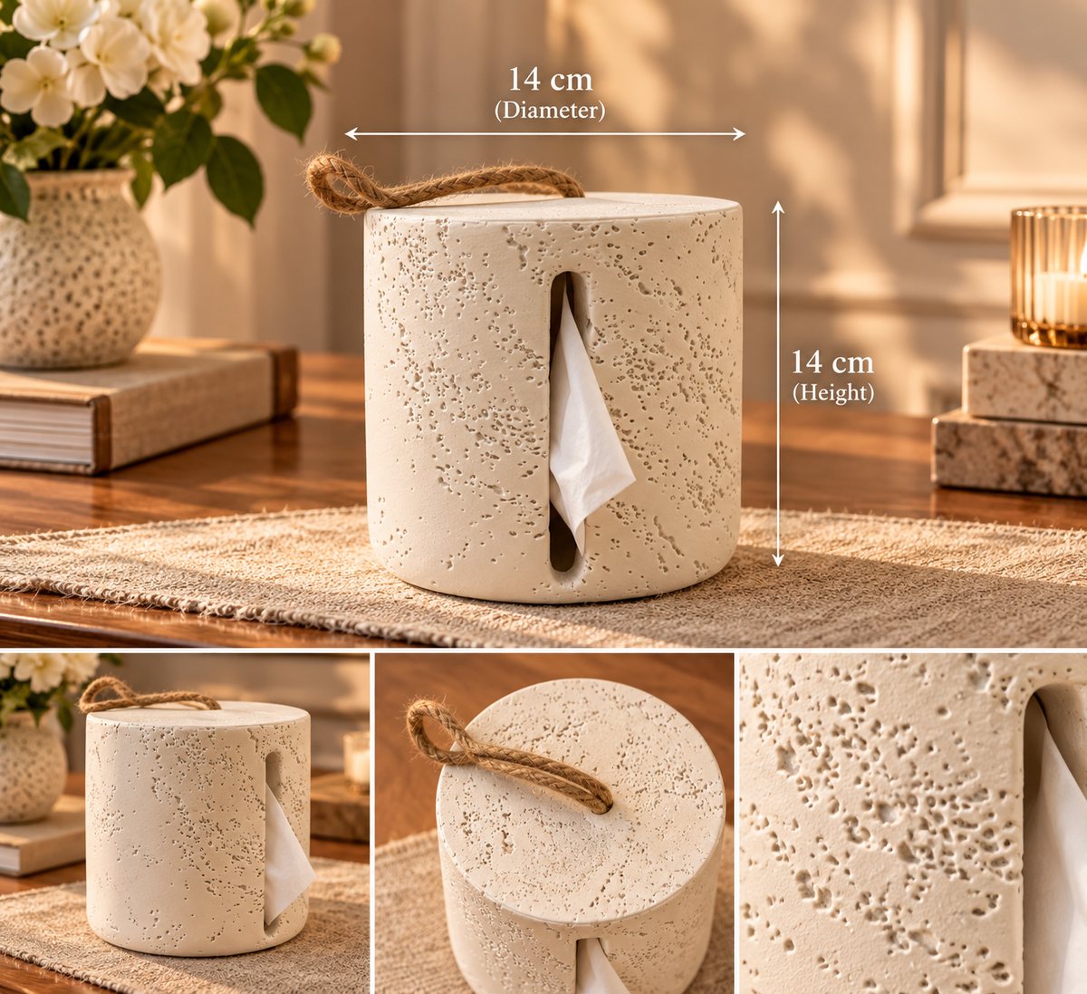 🤍 The Ivory Stone Tissue Box