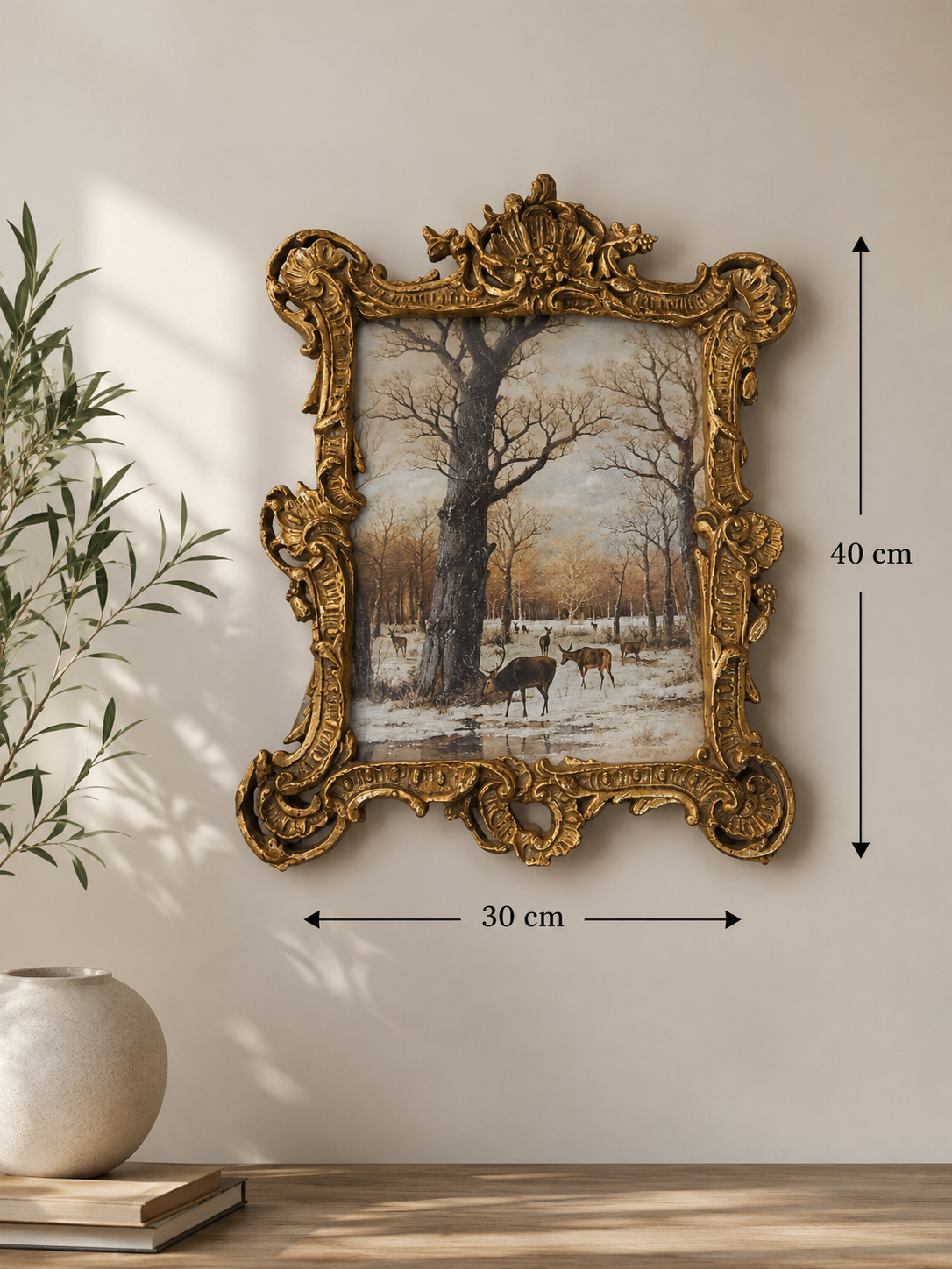 Vintage Gilded Winter Landscape Wall Frame