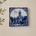 Vintage Boch La Louvière Delft Blue Wall Plaque – Prinsenhof with Oude Kerk