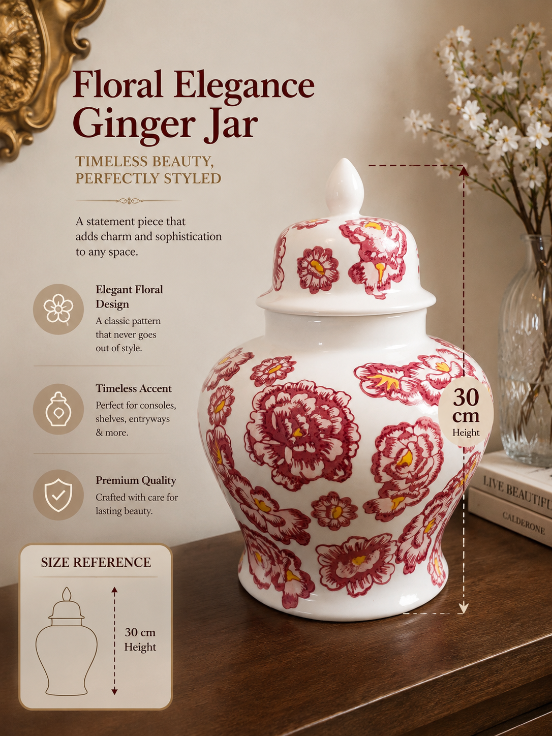 Statement Floral Ginger Jar