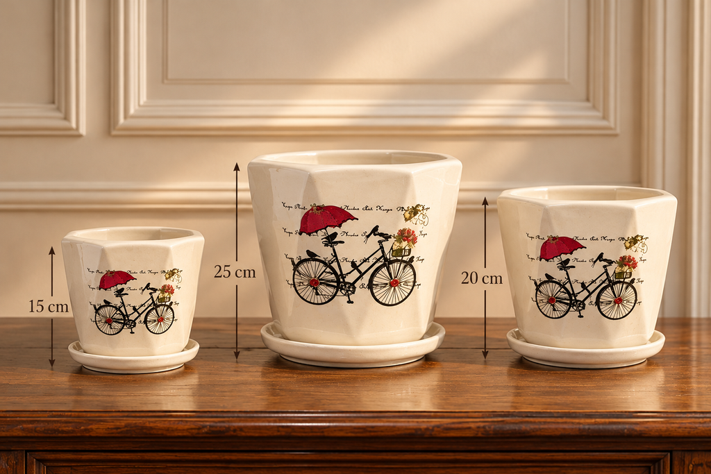 Parisian Charm – Elegant Ceramic Planter Collection