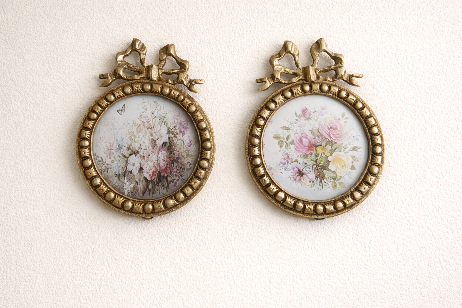 Vintage Copper Floral Wall Plaques – Set of Two