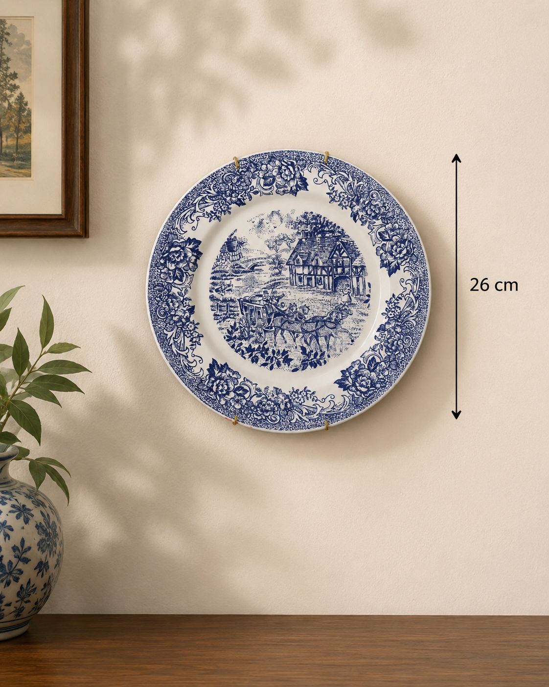 Vintage Blue & White Countryside Wall Plate