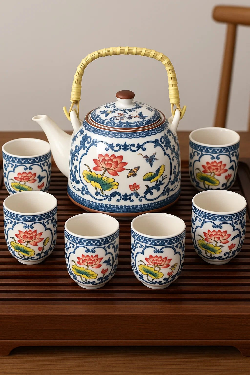 Ceramic Tea pot with 6 cups
