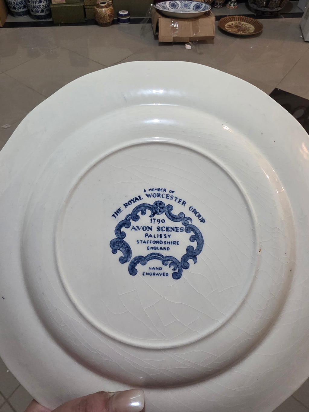 Royal Worcester "Avon Scenes" Blue Transferware Plate