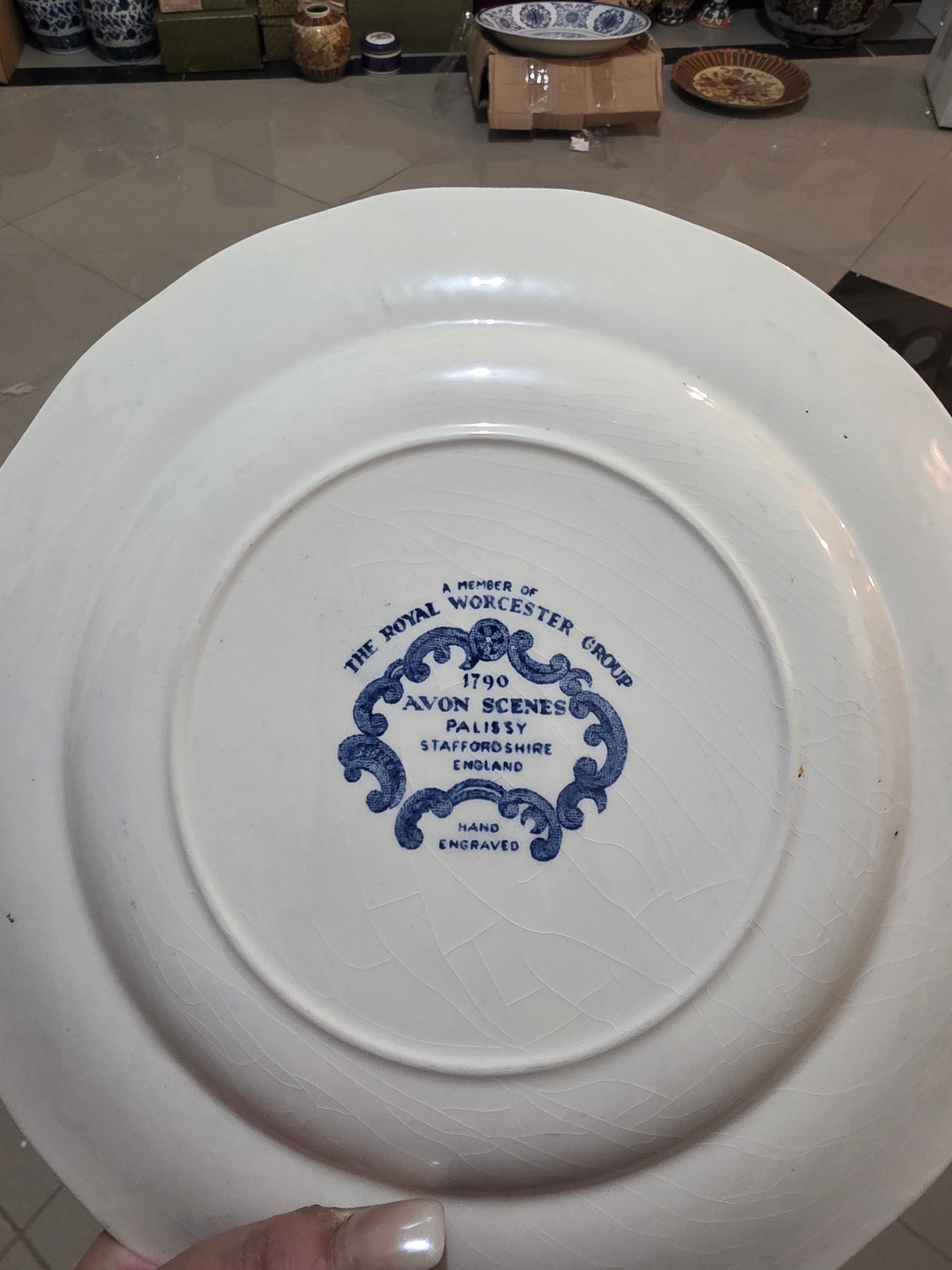 Royal Worcester "Avon Scenes" Blue Transferware Plate