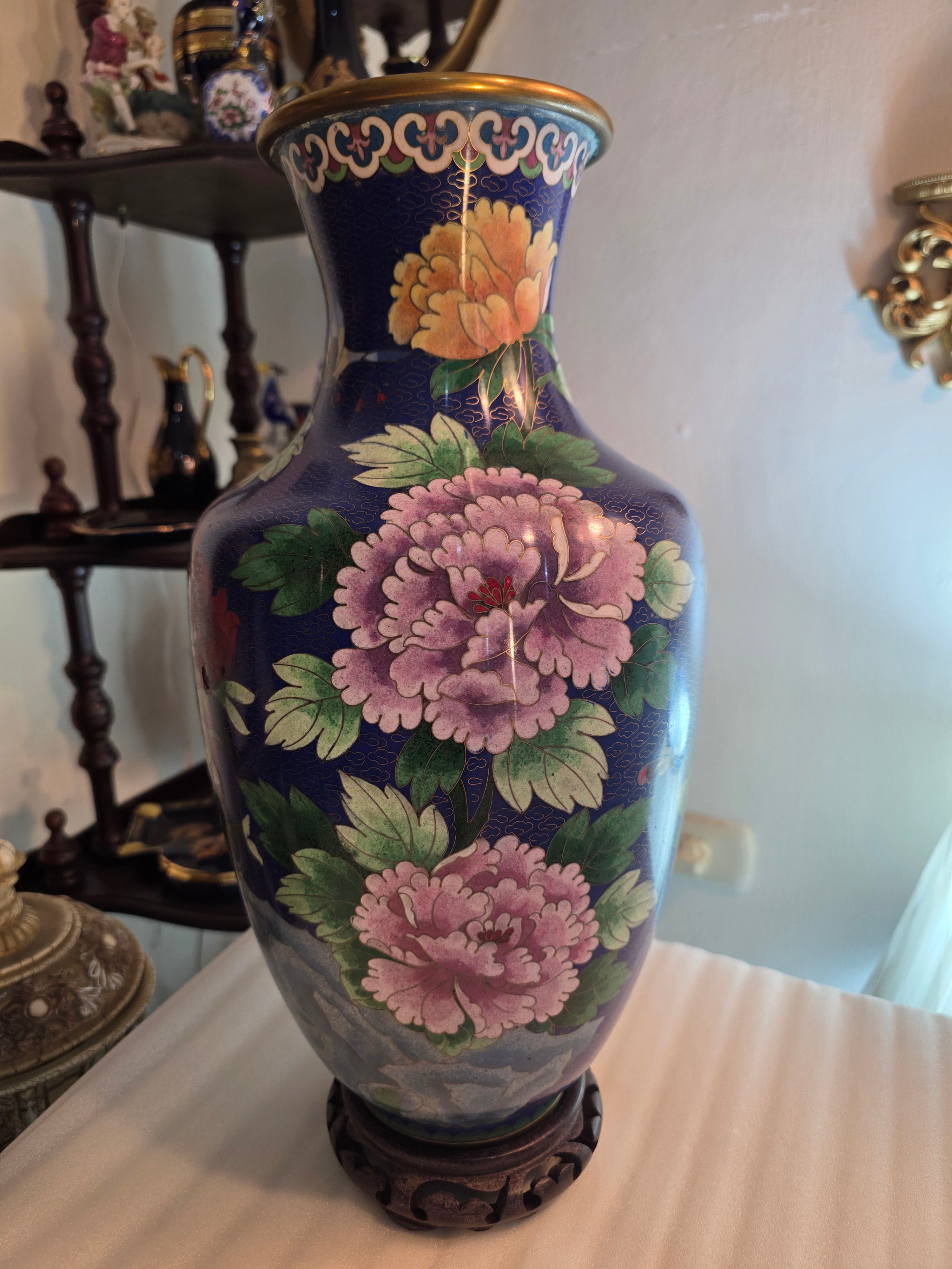 Large Cloisonné Floral Vase