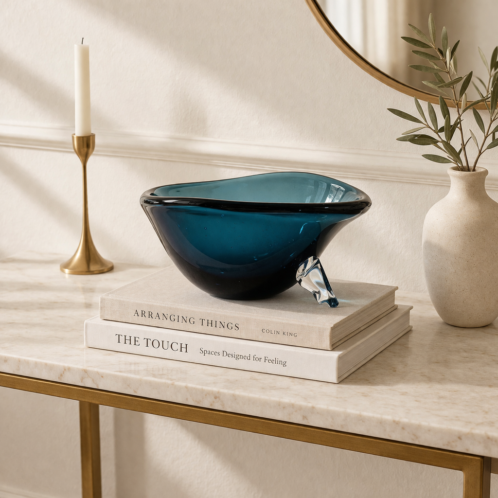 Murano Teal Sculpted Glass Bowl