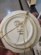 Vintage Limoges France "La Reine" 2-Piece Vanity Set – Miniature Courting Couple Plate & Brass Filigree Hand Mirror