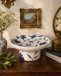 Bleu Blanc Pedestal Bowl – Elegant Floral Centerpiece
