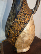 Decorative Sculptural Carafe – Textured Stone & Gold Elegance