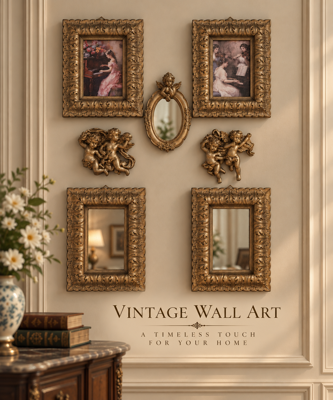 The Timeless Cherub Collection – Resin Vintage Wall Elegance - G6