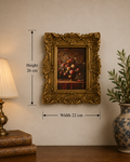 Vintage Floral Wall Art in Ornate Gold Resin Frame