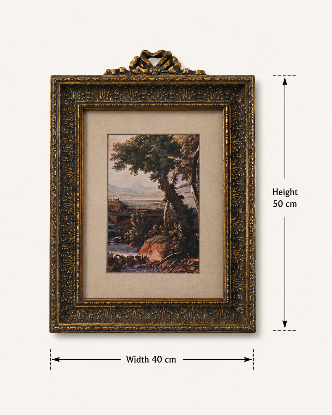 Antique Style Landscape Gravure in Ornate Gilt Frame