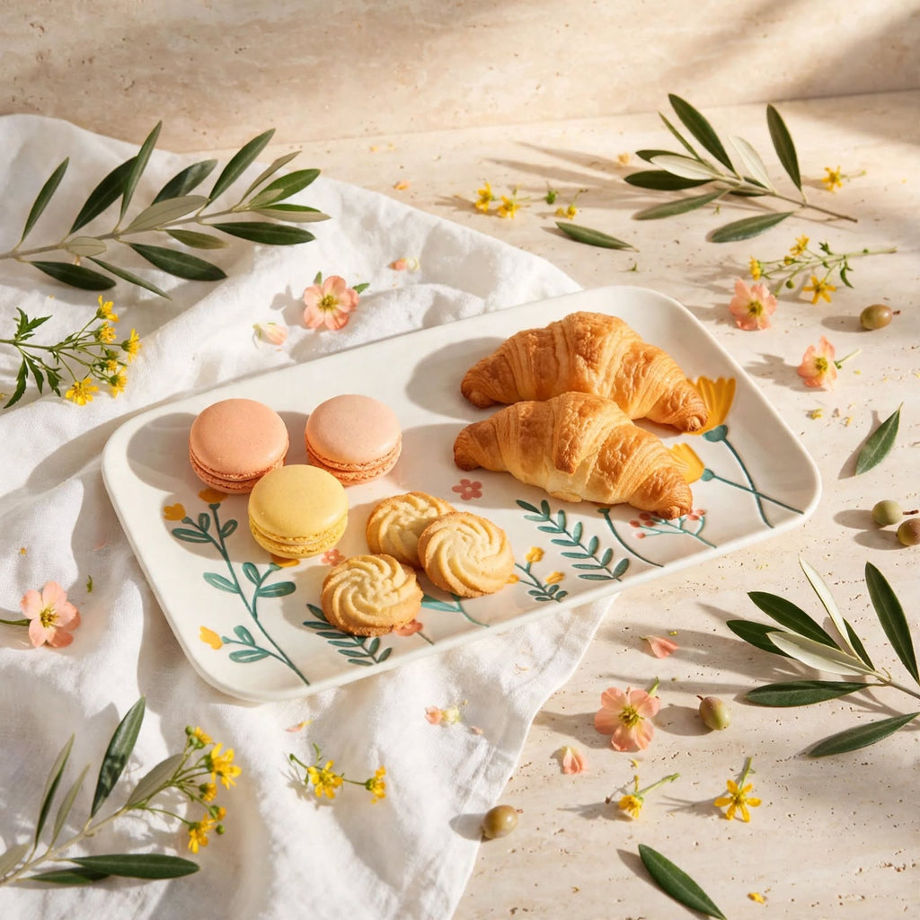 Imported Rectangular Ceramic Floral Tray 🌼 - Home Center UAE