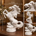 Vintage White Porcelain Rearing Horse Statue – Dynamic Mid-Century Stallion Figurine